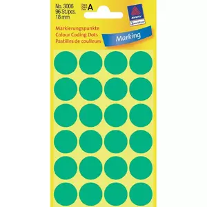Label dots Avery Zweckform 3006 – green paper circle labels Ø 1.8 cm, 96 pcs (4 sheets, 24 per sheet)