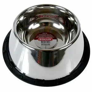 Stainless steel non-slip dog bowl ZOLUX Inox with rubber base 0.9 L