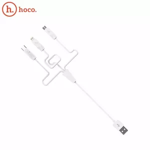 Hoco X1 Durable 3in1 USB to Micro USB / Lighting / Type-C Data Fast Charger Cable 1m White