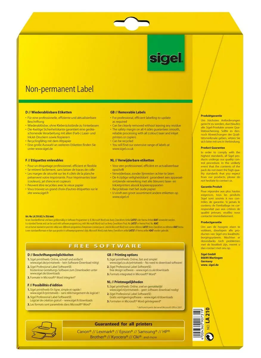 Pašlīmējoša etiķete Sigel LA210 Photo 7