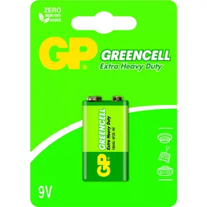 Single-use 9V Zinc Chloride battery GP Greencell — 1 pc, prismatic, blister