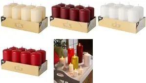 Wax Candle Cylinder Papstar 17987 Red 8 pcs