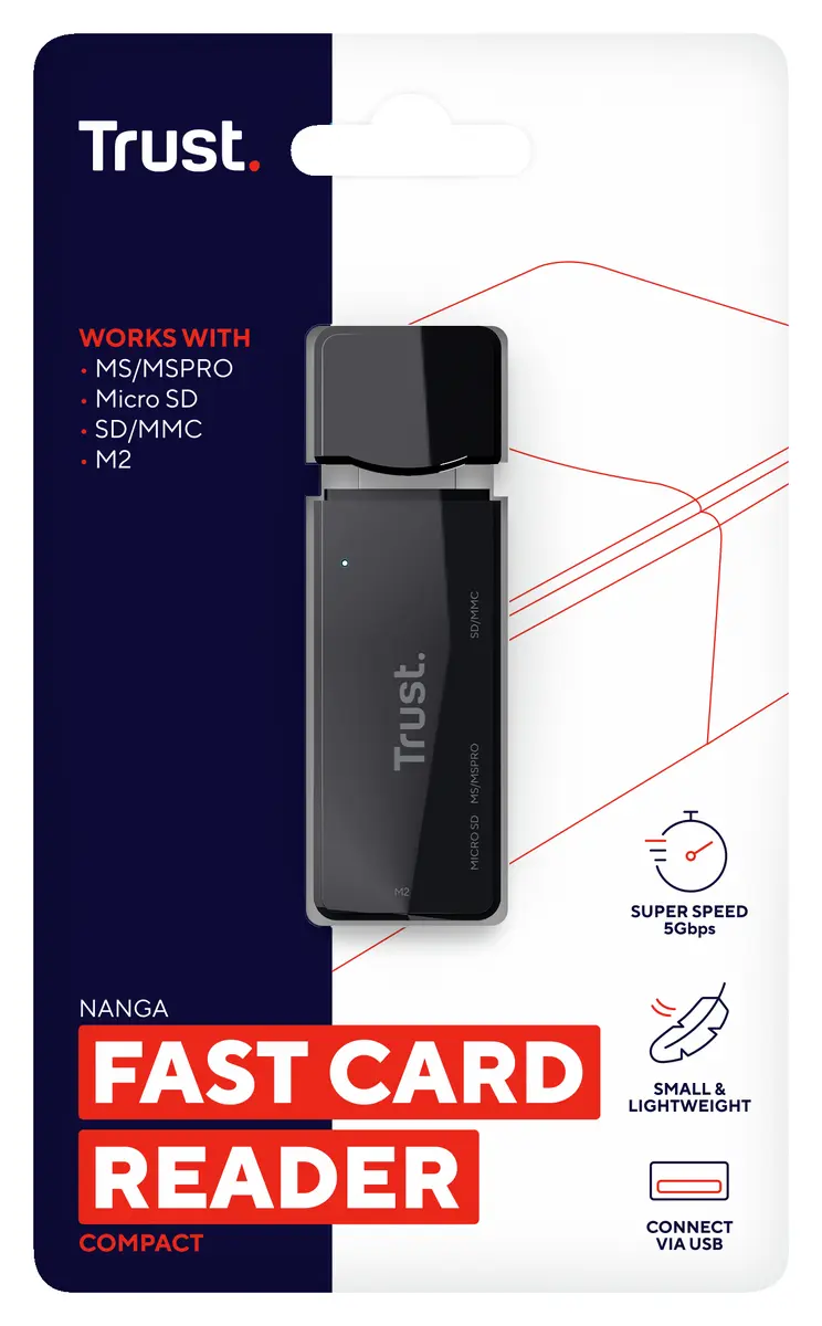 Кардридер Trust NANGA USB 3.2 Gen 1 Черный Photo 12