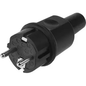 Power plug (Schutzkontaktstecker) Bachmann 913.169 Vollgummi 250 V Black IP44/IP20
