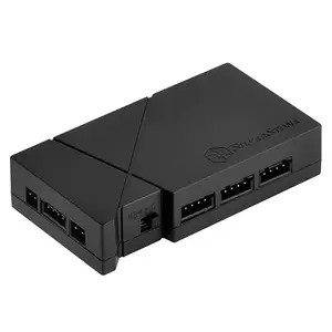 Fan speed controller SilverStone LSB01 — 3-channel manual controller, black, plastic housing, 46×19 mm