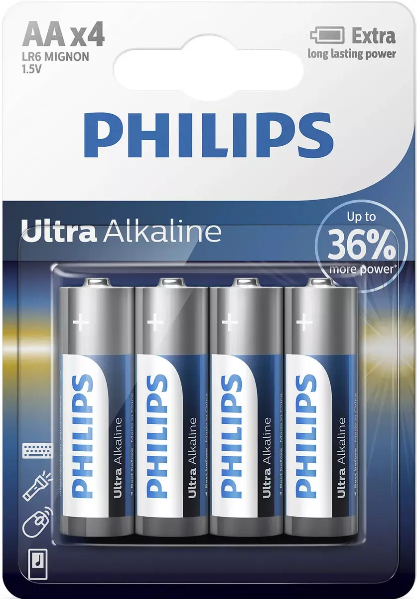 Vienreizējā baterija Philips LR6E4B/10 Photo 2