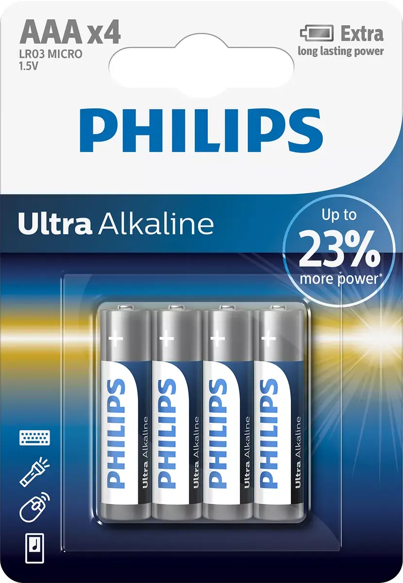 Vienreizējā baterija Philips LR03E4B/10 Photo 2