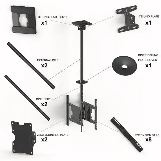 Ceiling Mount Multibrackets M Public Medium Back to Back Black 3000 Photo 10