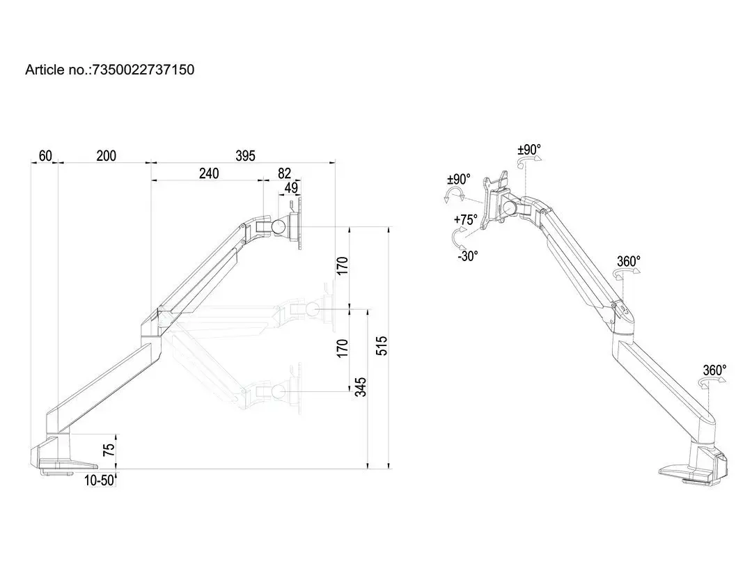 Газовый подъемник один Multibrackets M VESA Photo 28