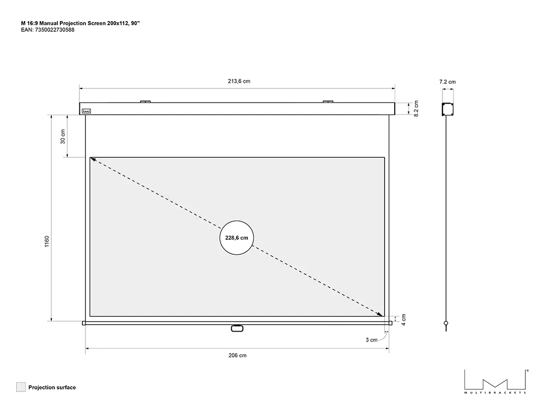 Multibrackets M 16:9 Manual Projection Screen 90" Photo 13