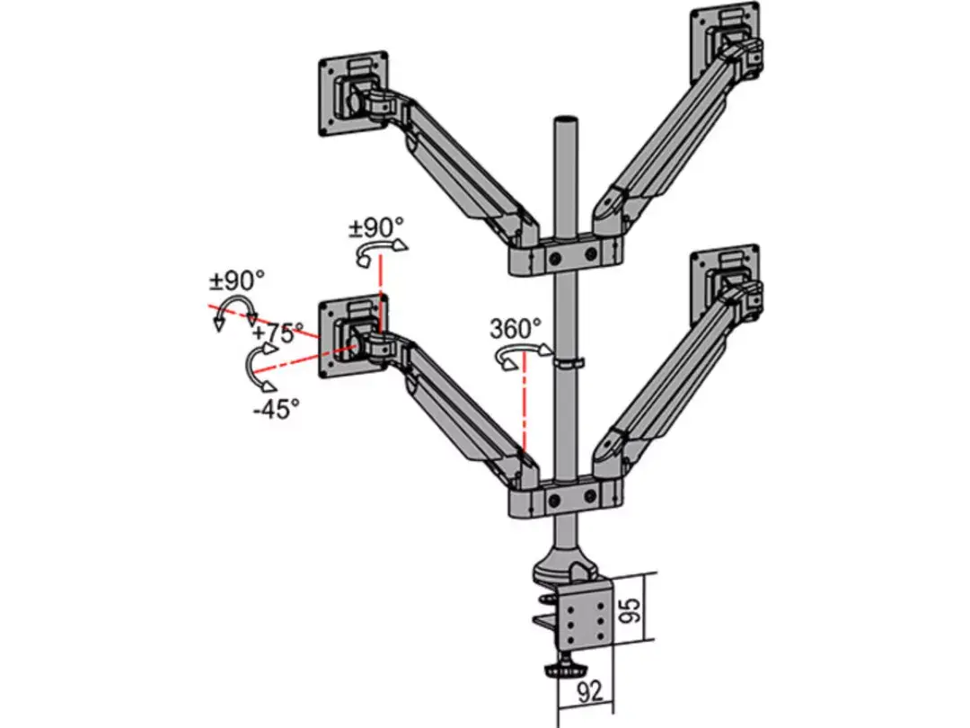 MULTIBRACKETS M VESA Gas Lift Arm Quad Silver Photo 20