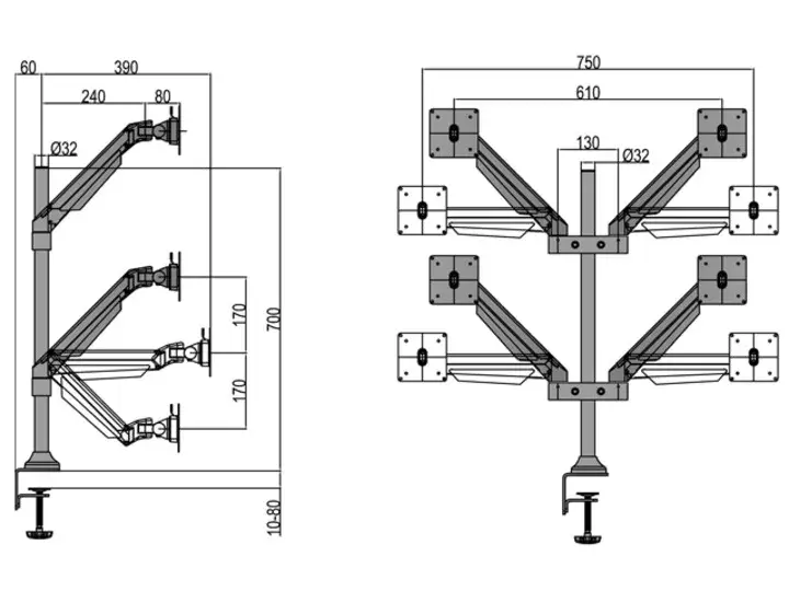 MULTIBRACKETS M VESA Gas Lift Arm Quad Silver Photo 27