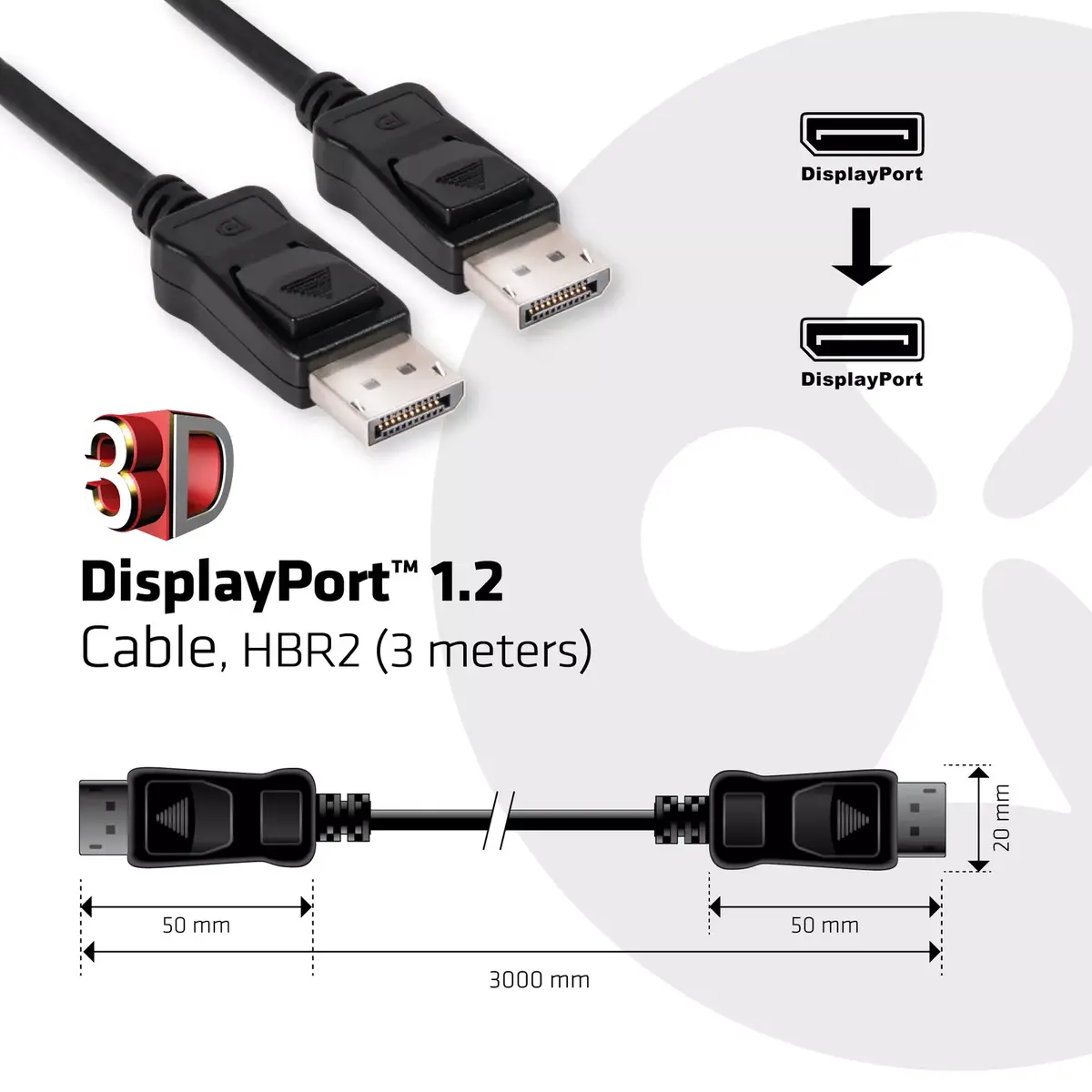 Кабель DisplayPort CLUB3D 3M 4K60Hz Photo 5