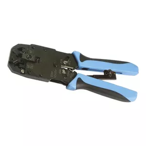 Crimping tool A-LAN NI020 for RJ-12 connectors, jaw width 1.2 cm, plastic handles, black/blue