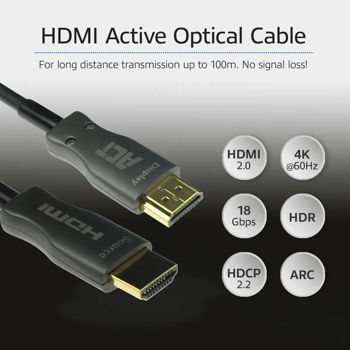 ACT AK3931 15m HDMI Premium 4K Aktīvais optiskais kabelis Photo 3