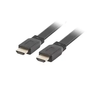 HDMI kabelis LANBERG CA-HDMI-21CU-0005-BK 0.5 m, HDMI Type A male–male, zelta pārklājuma kontakti, 18 Gbit/s, ARC, melns