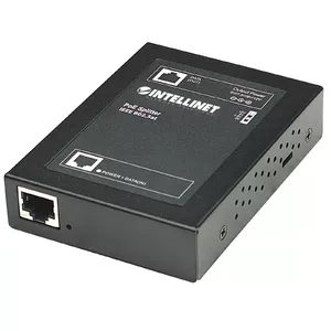 PoE+ splitter INTELLINET 560443, IEEE 802.3at, 25.4 W output, 12 V DC, 2x RJ-45, metal housing, black