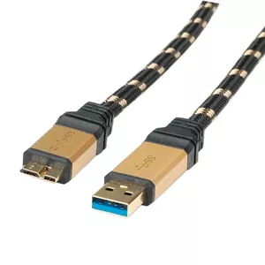 ROLINE 11.02.8878 USB kabelis 0,8 m USB 3.2 Gen 1 (3.1 Gen 1) USB A Micro-USB B Melns, Zelts