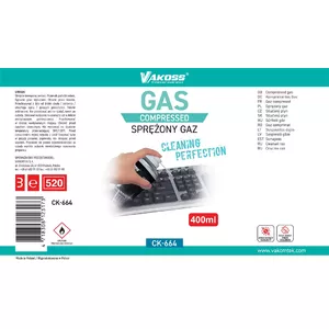 Compressed Air Canister VAKOSS 400 ml – CK-664 for Cleaning Electronics and Dust Removal