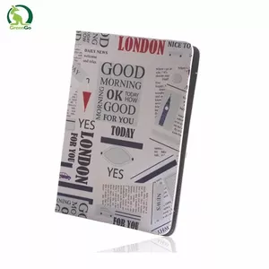 GreenGo Universal Tablet Case for 9-10 inch Devices, Eco Leather Book Cover with Stand, Newspaper Design