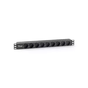 Barošanas sadales bloks EQUIP 9 kontaktligzdas, 1U horizontāls, 9 AC, vads 1.8 m, 16 A, 250 V, plastmasa, melns