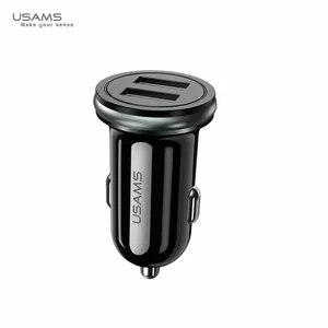 Usams US-CC050 C4 Universāls Auto DC 12-24V Divu USB Ligzdu 2.4A Adaptīvs Ātrs Lādētājs Melns