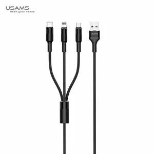 usams US-SJ219 U5 Wire 3в1 USB на Micro USB / Lightning / USB-C кабель для данных и зарядки 1.5 м черный