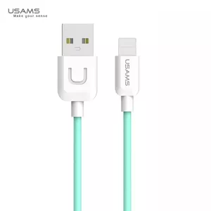 Usams US-SJ097 U-Turn Izturīgs TPE Universāls Lightning uz USB Datu & Ātrās Uzlādes 2A kabelis 1m Zaļš