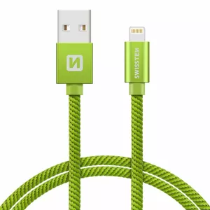 USB Lightning cable SWISSTEN Textile Fast Charge 3A 1.2 m, green