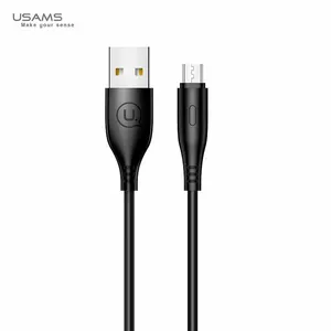 Usams US-SJ268 U18 Flexi PVC Universāls Micro USB uz USB DAtu un Ātras Uzlādes 2A Apaļa konektora Plug Labelis 1m Melns