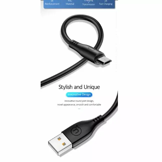 Кабель usams Lightning — USB 1 м, быстрая зарядка 2A Photo 3