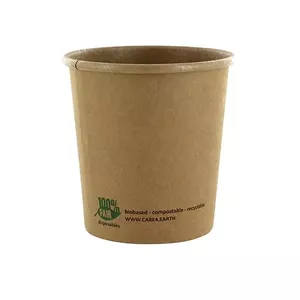 Disposable cardboard soup cup Papstar 87266 470 ml, unbleached board with bio-coating, Ø9.8×10 cm, max temp 90°C