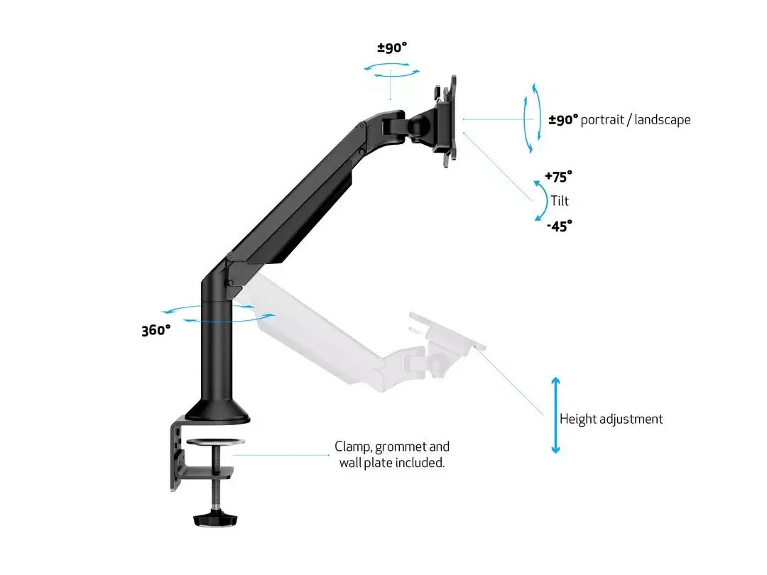 Multibrackets M VESA Gas Lift Arm Desk or Wall Basic Black Photo 7