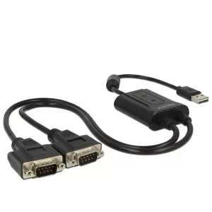 Serial Cable DeLOCK 63950 USB 2.0 Type-A 2 x RS-232 DB9 Black 0.6 m