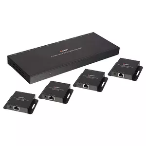 Передатчик и приемник Lindy 70m Cat.6 4 Port HDMI 4K30 и IR Splitter Extender с Loop Out