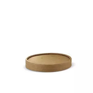 Food lid Papstar 87267 — round brown cardboard lid, Ø 9.8 cm, height 1.6 cm, max temp 90°C
