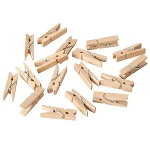 Koka drēbju skavas Papstar 86807, dekoratīvas mini klipšas 100 gab., garums 3,5 cm, dabīgs koks