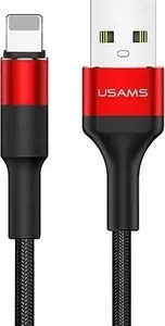 Braided Lightning Cable usams U5 1.2 m — red, Apple Lightning connector, USB-A to Lightning
