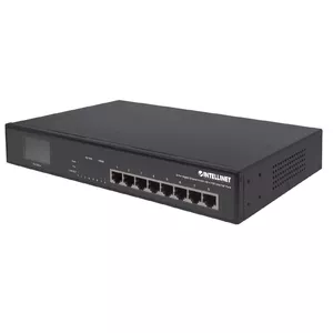 INTELLINET 8-Port Gigabit Ethernet Switch with 4 Ultra PoE (IEEE 802.3bt), LCD, 140W, Desktop/19" Rackmount