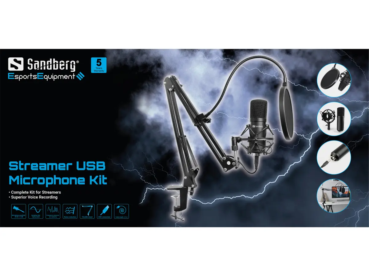 Mikrofons Sandberg Streamer USB Microphone Kit Photo 3