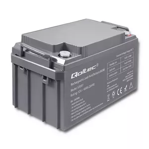 Sealed AGM battery QOLTEC 53037 12V 65Ah for standby and UPS use, max 780A cold-cranking current