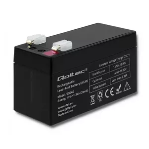 UPS battery QOLTEC 53040 — Sealed Lead Acid (VRLA) 12 V 1.3 Ah, black, 98×44×? mm