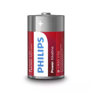Vienreizējās lietošanas sārmainā baterija Philips LR20P2B/10 D izmērs, 1.5 V, 2 gab.