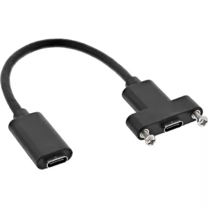 InLine USB 3.2 C female/female с фланцем кабель черный 0.20м