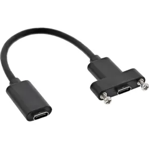 InLine USB 3.2 Gen 2 cable USB-C female to USB-C female with flange black 0.2m