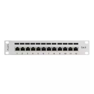 Patch panel LANBERG PPF6-9012-S, 12 porti, metāla, pelēks, 1U, 215×130×44.5 mm
