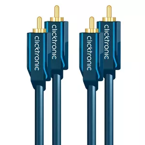 Audio kabelis ClickTronic 10m Stereo 2 x RCA Zils