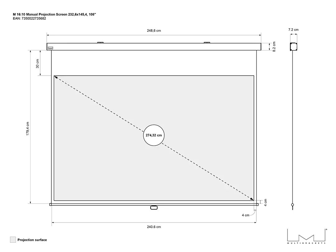 Multibrackets M Manual Projection Screen 108" 16:10 Photo 13