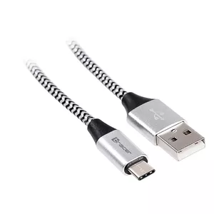 USB кабель Tracer TRAKBK46265 1м USB C USB A Черный Серебристый
