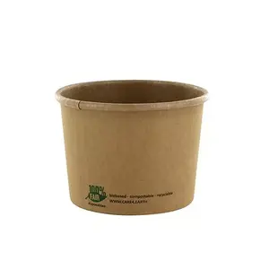Disposable cardboard soup cup Papstar 87265, 350 ml, unbleached fibre with bio-coating, max temp 90°C